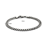 Herenarmband 5mm van Geoxideerd Zilver, Gourmet 6 zijdes geslepen - Lengte 21cm