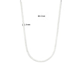 Damescollier Witte glazen kralen 3mm met Gerhodineerd Zilver - Lengte 40+4cm
