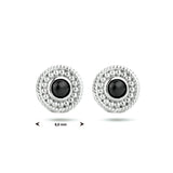 Oorknoppen Gerhodineerd Zilver  met Onyx 8mm