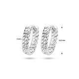 Klapoorringen met een Schakelmotief van Gerhodineerd Zilver - Formaat 3x13.5mm