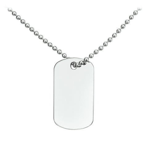 Herencollier 2mm van Gerhodineerd Zilver, Bolletjes schakel met een Dogtag - Lengte 50cm