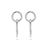 Gerhodineerd Zilveren Oorhangers met Twee Cirkels - Hoogte 19mm