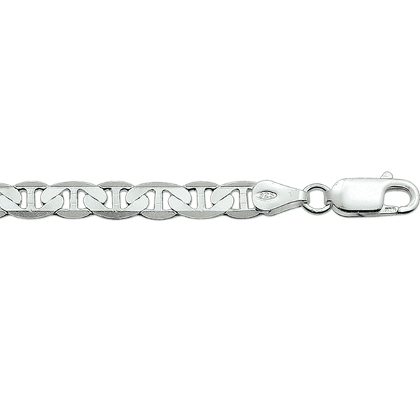 Zilveren collier lengte 60 cm - Anker Plat 5,5 mm - Zilver Wit