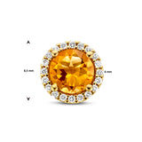 Geelgouden hanger met Citrien 0.80ct en Diamant 0.09ct - 14Krt. Goud - formaat 8 mm