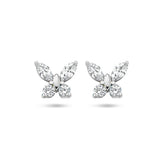 Oorknoppen Vlindervorm van Zirkonia met Gerhodineerd Zilver - Formaat 6.5 x 7 mm