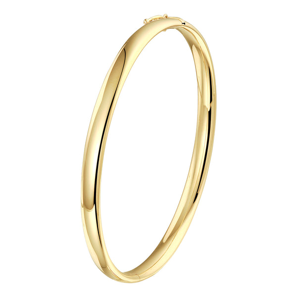 Damesarmband 5mm, Bangle van 14 Karaat Geelgoud, Ovale buis met scharnier - Diameter 60mm