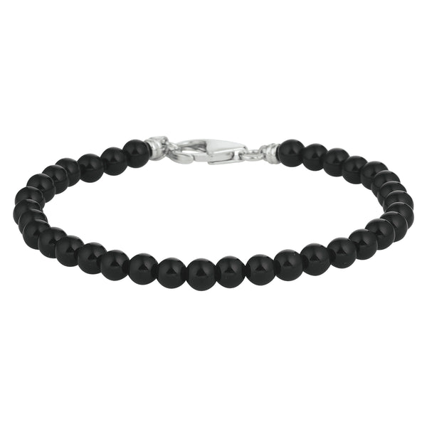 Armband van Onyx met Gerhodineerd Zilveren - Lengte 19cm
