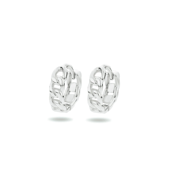 Klapoorringen met een Schakelmotief van Gerhodineerd Zilver - Formaat 3x10mm