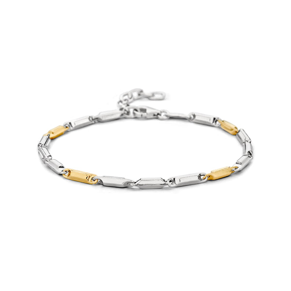 Elegantie en Stijl: 14 Karaat Goud en Zilveren Armband - Lengte 17+3cm