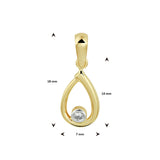 Hanger Druppelvorm 7 x 18 mm met Zirkonia van 14 Karaat Geelgoud