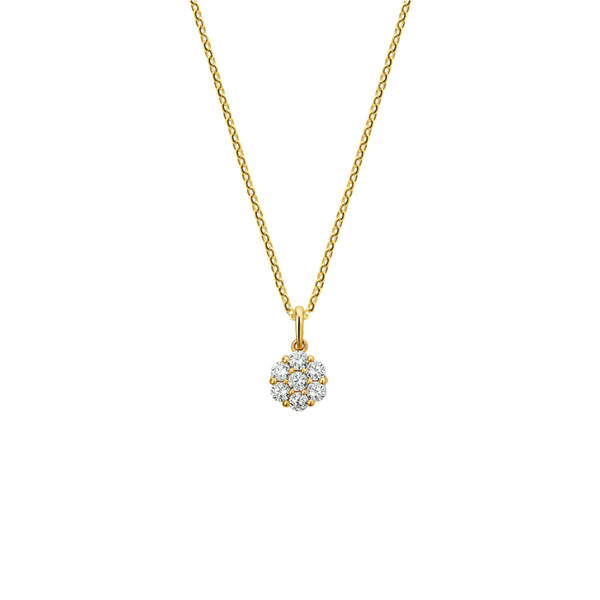 Geelgouden collier lentgte 41cm+4 -  Hanger Zirkonia 1,0 mm - 14Krt. Goud