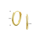 Oorringen van 14 Karaat Geelgoud Ronde Buis 1.3mm - Diameter 17mm