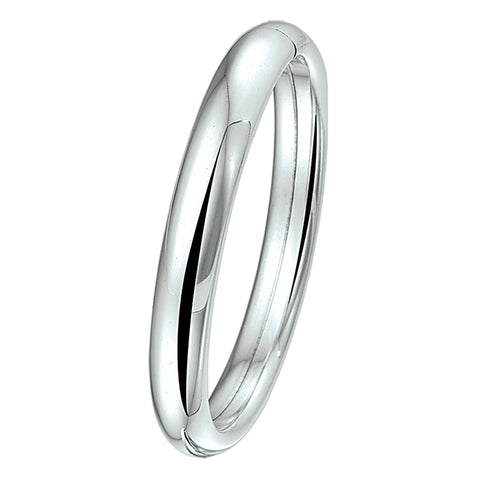 Damesarmband 10 mm, Bangle van 925 Zilver Wit, Ovale buis met dopsluiting - Diameter 60mm