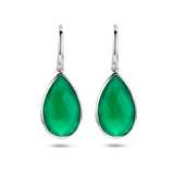 Franse Haak Oorhangers met Groen Kwarts 12.78ct (2x 6.39ct) Gerhodineerd Zilver - Formaat 12x33mm