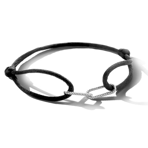 Armband Satijn Zilver Gerhodineerd Met Rubber/Nylon/Leer