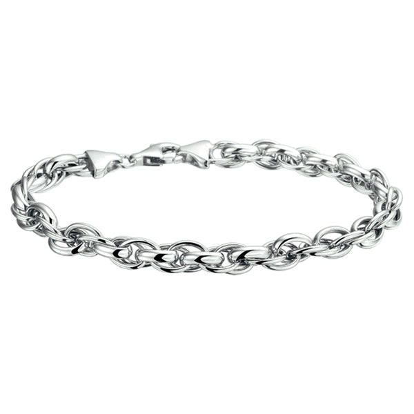 Damesarmband  6.5mm van Gerhodineerd Zilver, Fantasie Schakels - Lengte 20cm