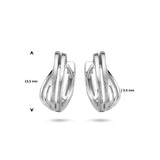 Klapoorringen van Gerhodineerd Zilver Glanzend en Mat - Formaat 5.5x13.5mm