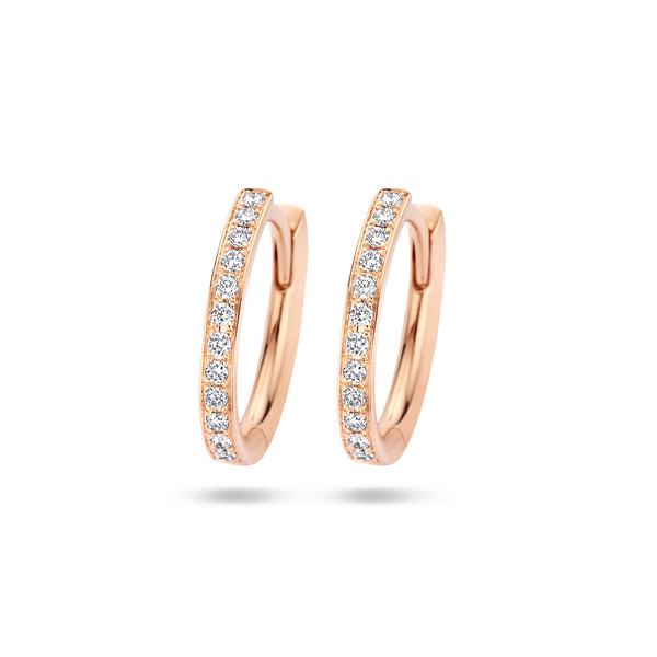 14 Karaat Roségouden Klapoorringen met Diamant 0.14ct (2x0.07ct)