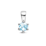 Geboortesteenhanger Maart met Aquamarijn van Gerhodineerd Zilver - Formaat 5 x 10mm
