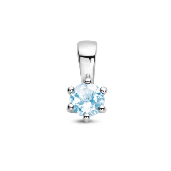 Geboortesteenhanger Maart met Aquamarijn van Gerhodineerd Zilver - Formaat 5 x 10mm