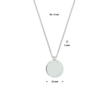 Damescollier van Gerhodineerd Zilver, Gourmet schakel 1mm met Ronde hanger 12mm - Lengte 41+5cm