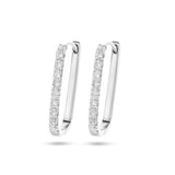 Paperclip klapoorringen met Diamant 0.22ct (2x 0.11ct) van 14 Karaat Witgoud