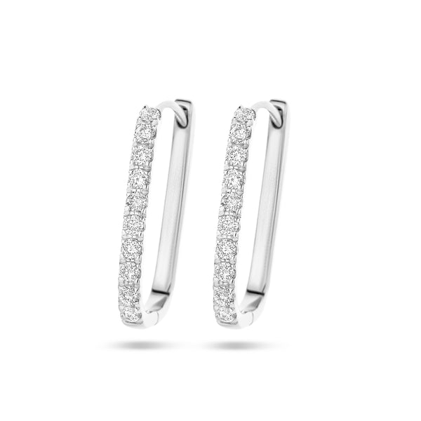 Paperclip klapoorringen met Diamant 0.22ct (2x 0.11ct) van 14 Karaat Witgoud