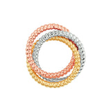 Hanger Tricolor - Geel- Wit en Roségoud - Drie ringen Diameter 10mm