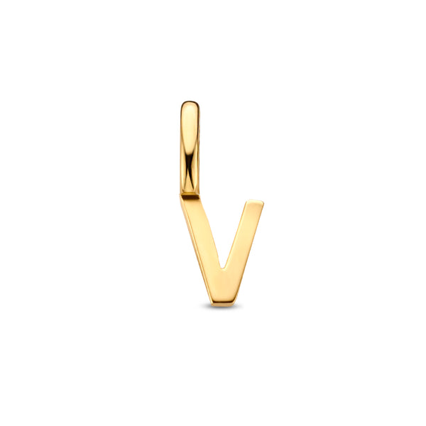 Letter  V- Hanger van 14 Karaat Geelgoud - 4 x 9.5 mm