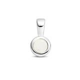 Geboortesteenhanger April | Synthetische witte Agaat met Gerhodineerd Zilver - Formaat 5.5 x 11mm
