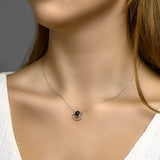 Gerhodineerd Zilveren hanger met Onyx - formaat 13 mm
