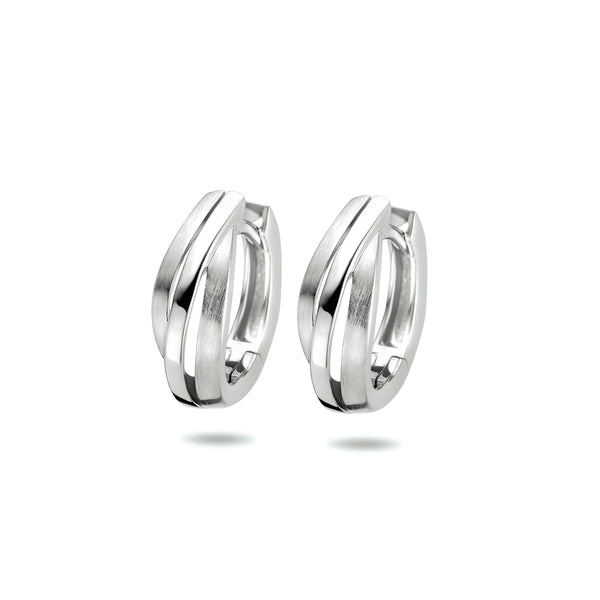 Klapoorringen van Gerhodineerd Zilver Glanzend en Mat - Formaat 5x13mm