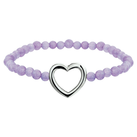 Armband Hart Jade 15,5 Cm Zilver Gerhodineerd