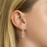 Kinderoorhangers met Roze Zirkonia van 925 Zilver - Formaat 4.5 x 28 mm