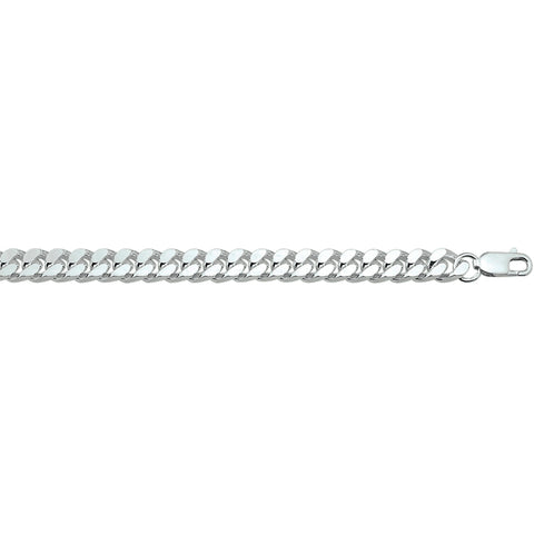 Zilveren collier lengte 50 cm - Gourmet 6 Zijdes Geslepen 8 mm - Zilver Wit