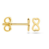 Oorknoppen Infinity in Hartvorm van 14 Karaat Geelgoud - Formaat 5.5x3mm
