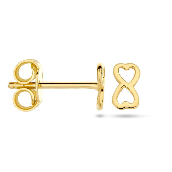 Oorknoppen Infinity in Hartvorm van 14 Karaat Geelgoud - Formaat 5.5x3mm