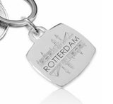 Zilveren Sleutelhanger met sleutelring Skyline Rotterdam - 925/1000 Zilver
