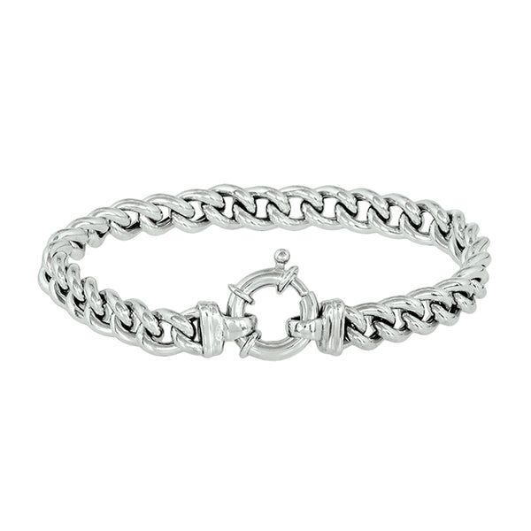 Damesarmband 7.5mm, van Gerhodineerd Zilver, Gourmet Schakel - Lengte 19cm