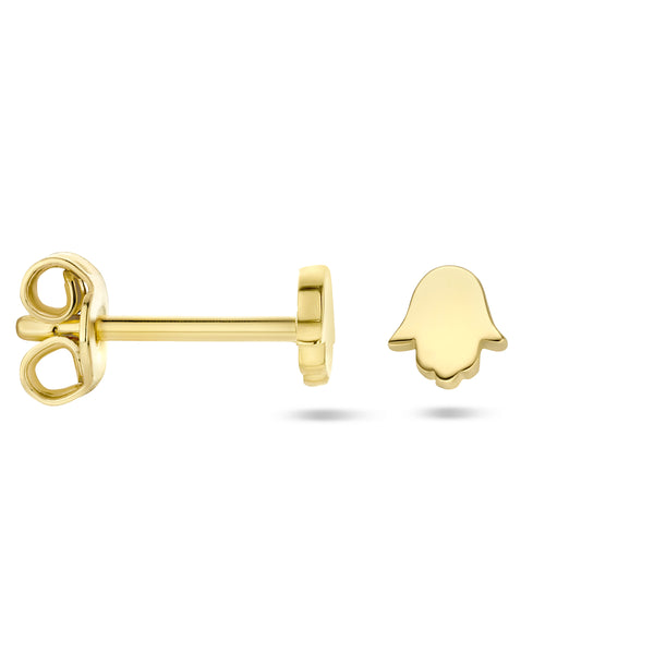 Oorknoppen Handje Van Fatima 14 Karaat Geelgoud - Formaat 4.1x4.4mm