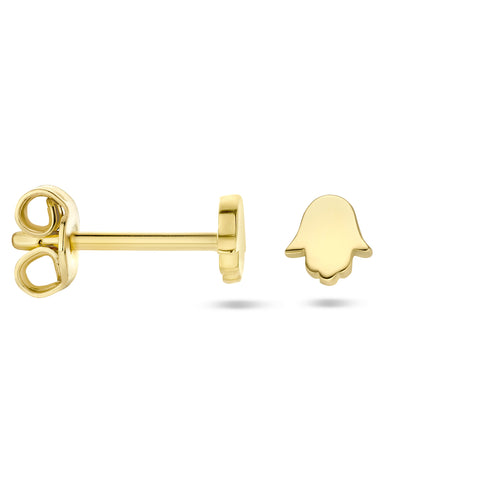 Oorknoppen Handje Van Fatima 14 Karaat Geelgoud - Formaat 4.1x4.4mm