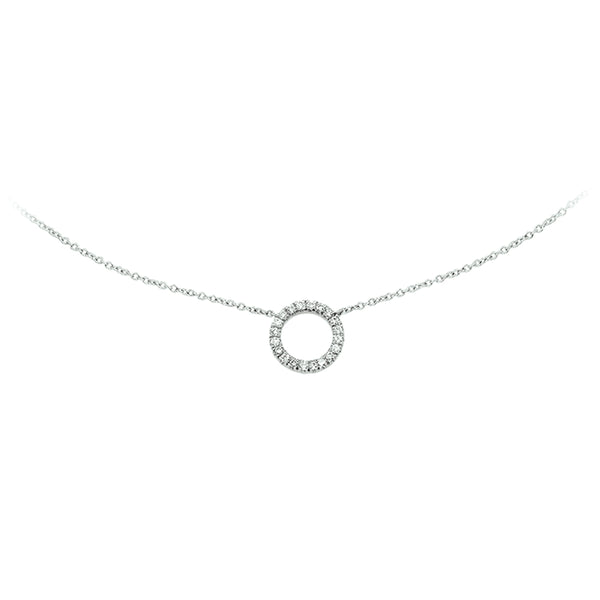 Witgouden collier lengte 40cm+4 - Anker 0.9 mm - Diamant 0.10ct - 14Krt. Goud