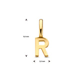 Letter R - Hanger van 14 Karaat Geelgoud - 3.5 x 9.5 mm