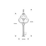 Hanger Sleutel, hartvorm 9 x 15 mm met Diamant 0.02ct van 14 Karaat Witgoud