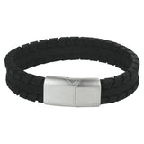 Herenarmband 12mm van Edelstaal en Leder - Lengte 19cm