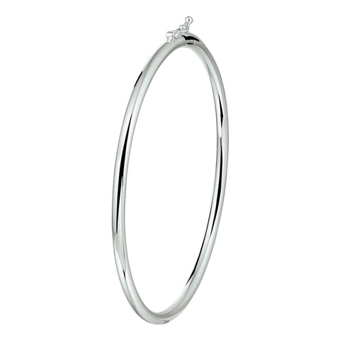 Damesarmband 3mm, Bangle van Gerhodineerd Zilver, Ronde buis met scharnier - Diameter 60mm