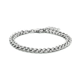 Damesarmband 5.4mm van Gerhodineerd Zilver, Gourmet schakel - Lengte 16+3cm