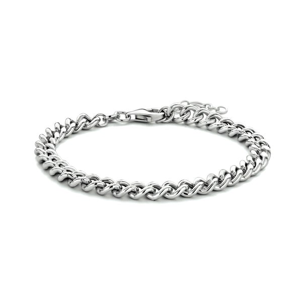 Damesarmband 5.4mm van Gerhodineerd Zilver, Gourmet schakel - Lengte 16+3cm