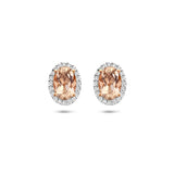 Oorknoppen Morganiet 1.20ct (2x 0.60ct) en Diamant 0.12ct 14 Karaat Roségoud
