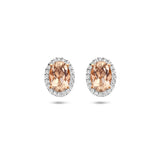 Oorknoppen Morganiet 1.20ct (2x 0.60ct) En Diamant 0.12ct H Si Halo Goud (Roségoud)